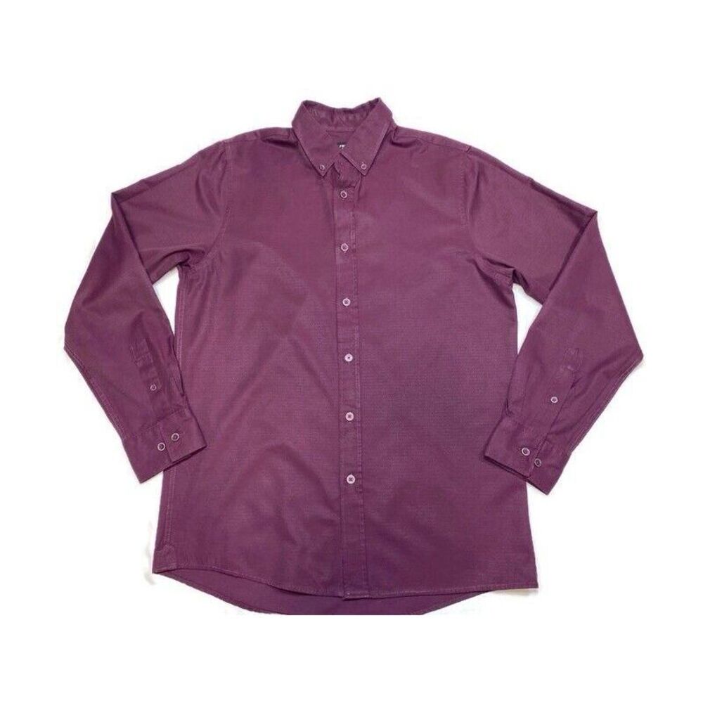 Fried Denim G NYC Dress Shirt Men's Medium‎ Slim Fit Burgundy Button down